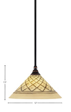 Any One Light Mini Pendant in Black Copper with 12" Chocolate Icing Shade