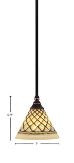 Any One Light Mini Pendant in Black Copper with 7" Chocolate Icing Shade