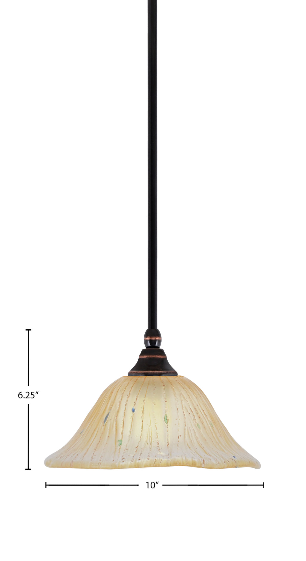 Any One Light Mini Pendant in Black Copper with 10" Amber Crystal Shade