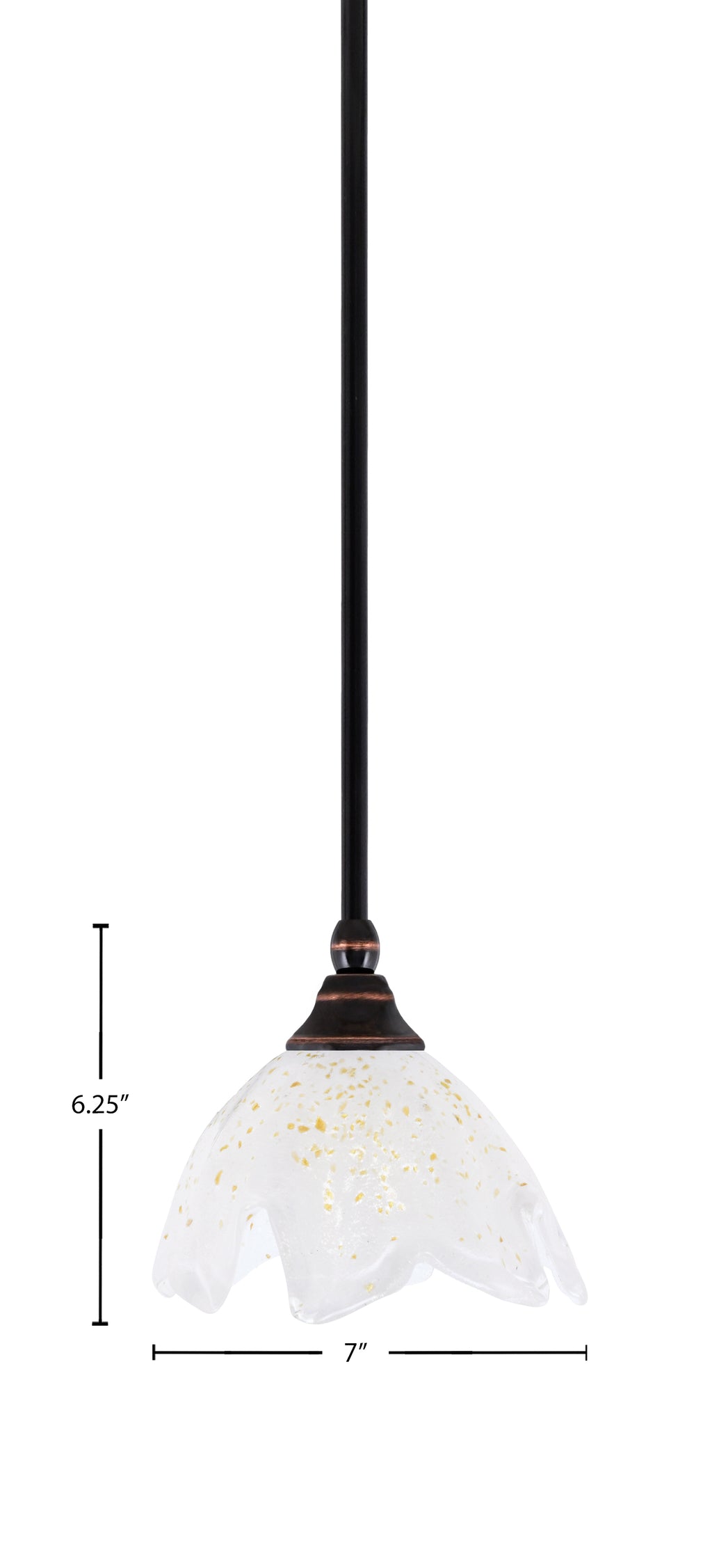 Any One Light Mini Pendant in Black Copper with 7" Gold Ice Shade