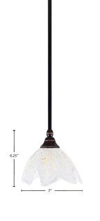 Any One Light Mini Pendant in Black Copper with 7" Gold Ice Shade