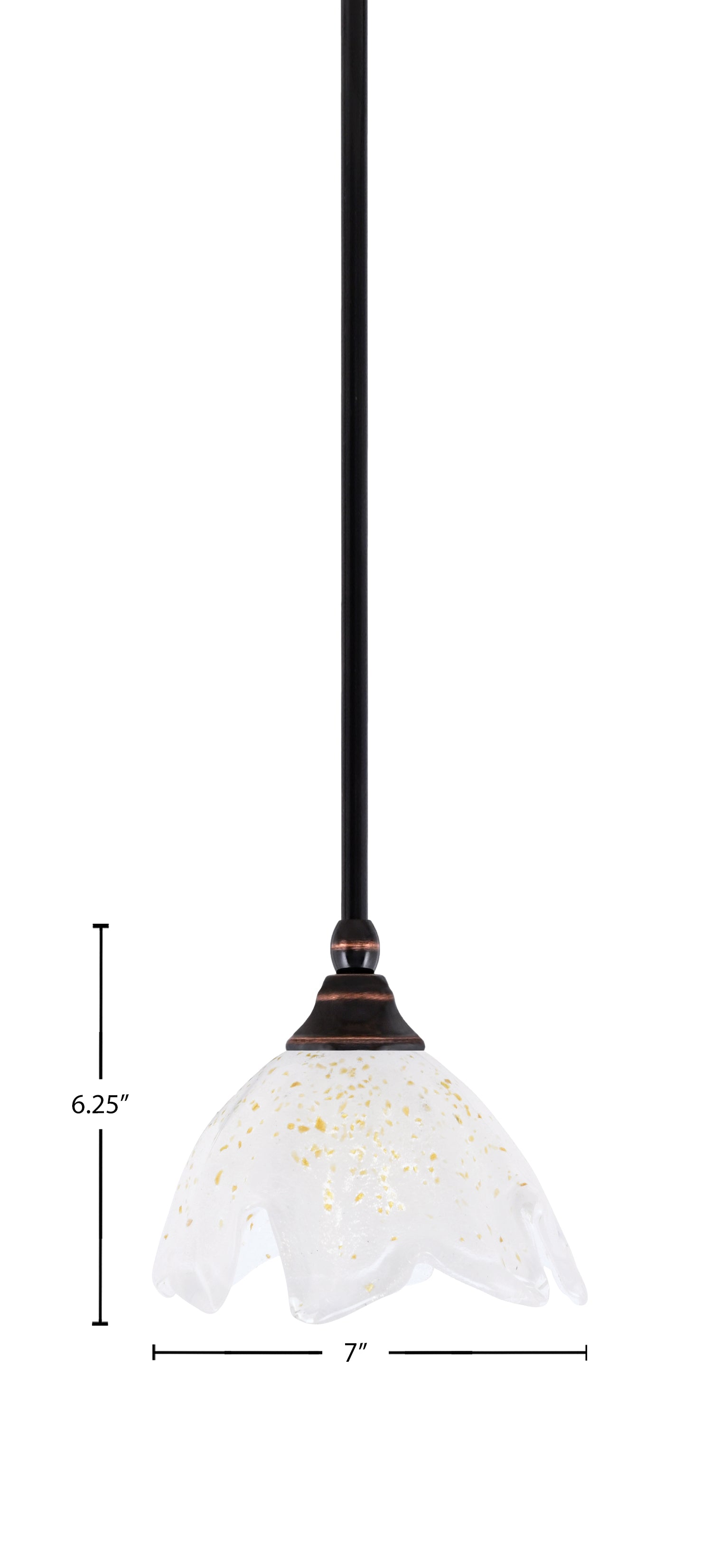 Any One Light Mini Pendant in Black Copper with 7" Gold Ice Shade