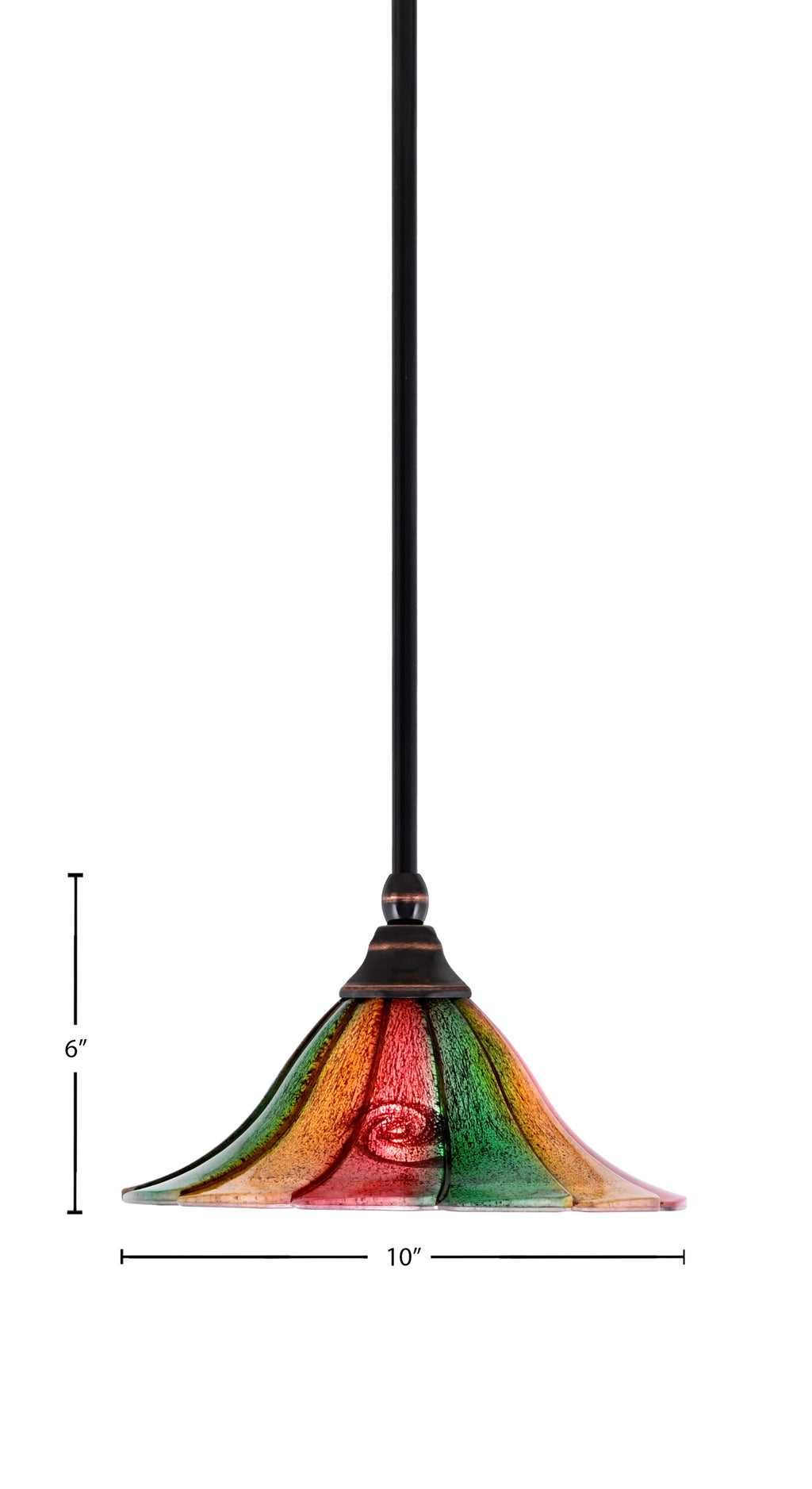 Any One Light Mini Pendant in Black Copper with 10" Mardi Gras Shade