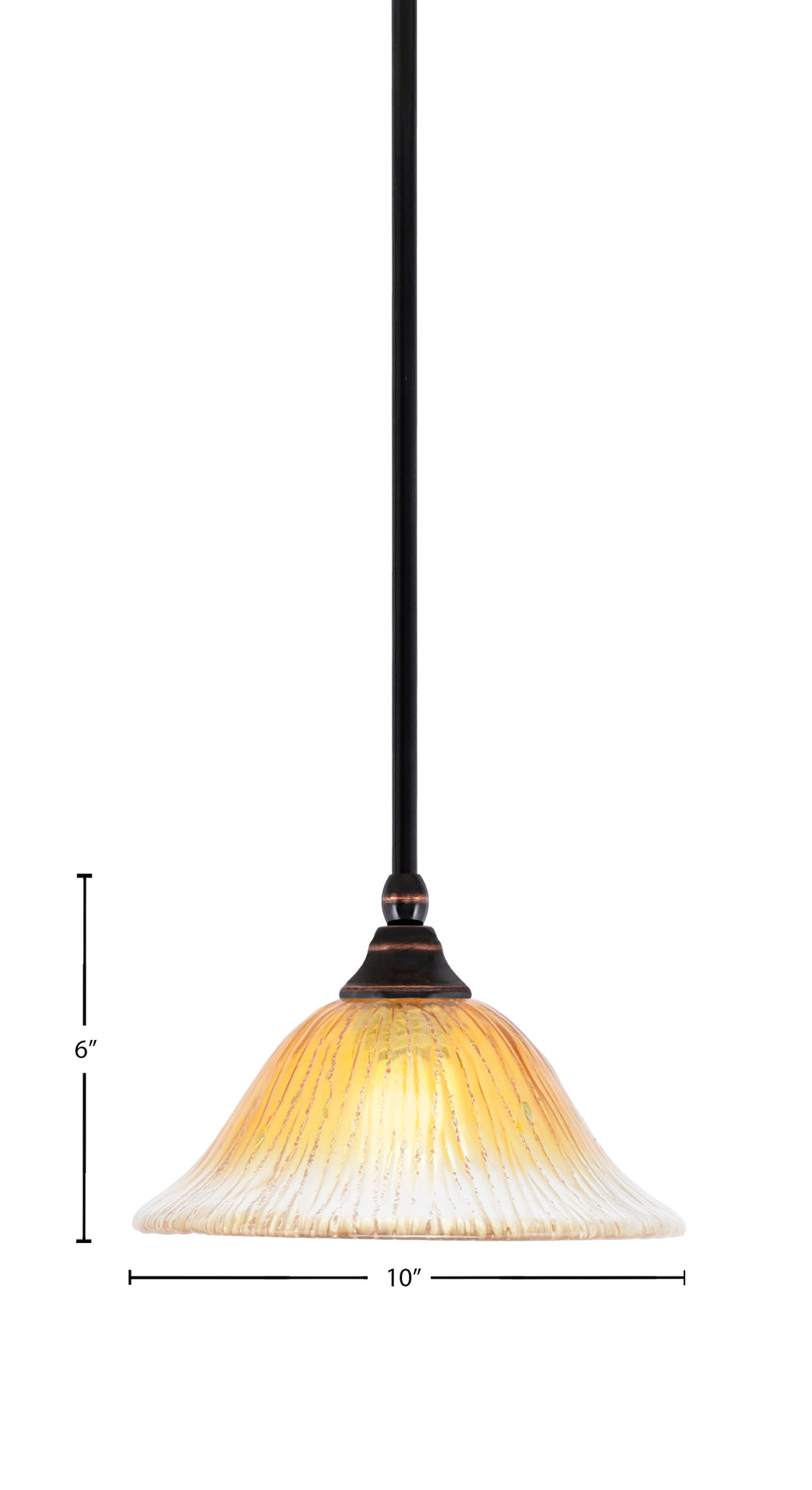 Any One Light Mini Pendant in Black Copper with 10" Gold Champagne Crystal Shade