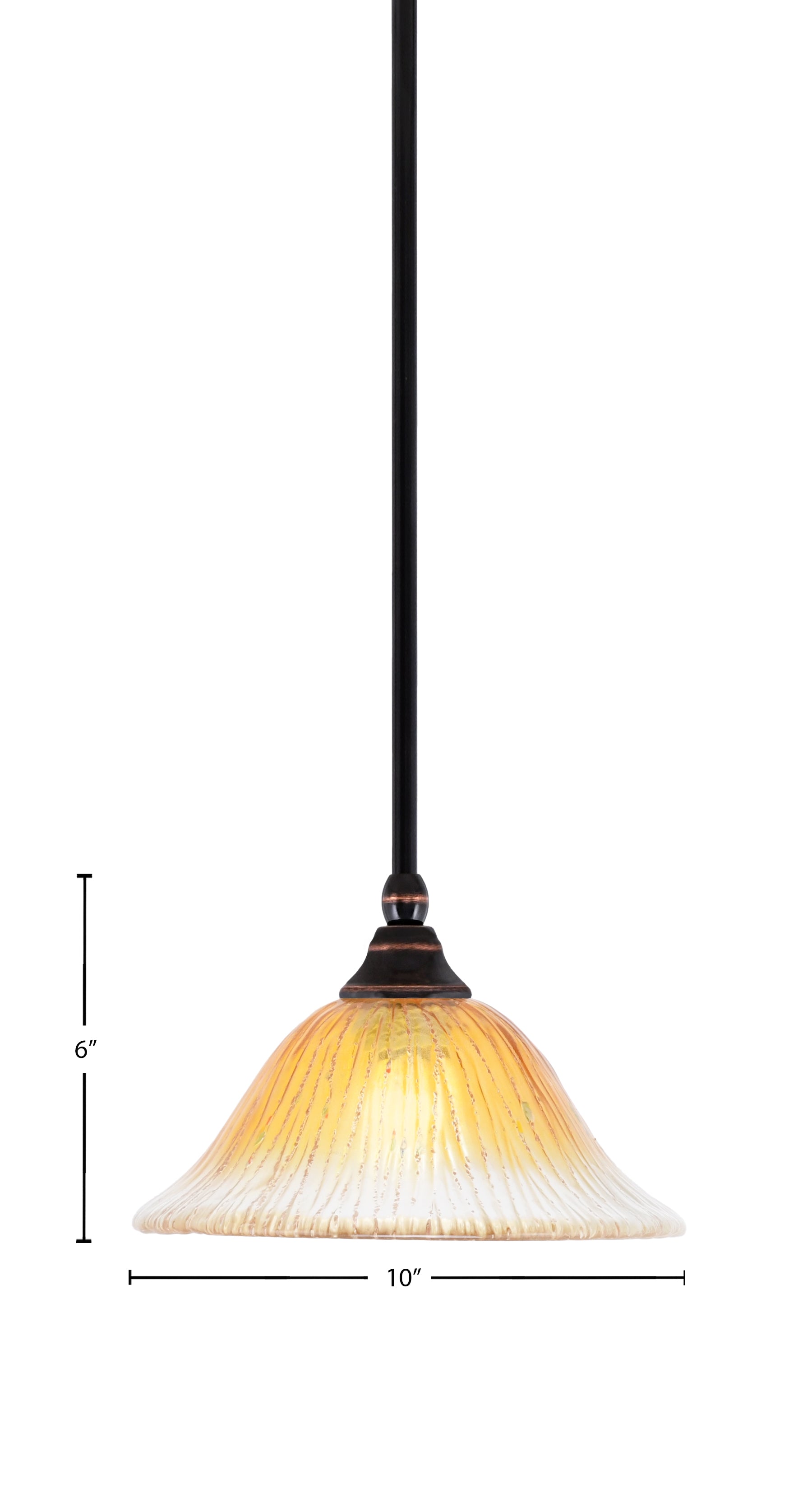 Any One Light Mini Pendant in Black Copper with 10" Gold Champagne Crystal Shade