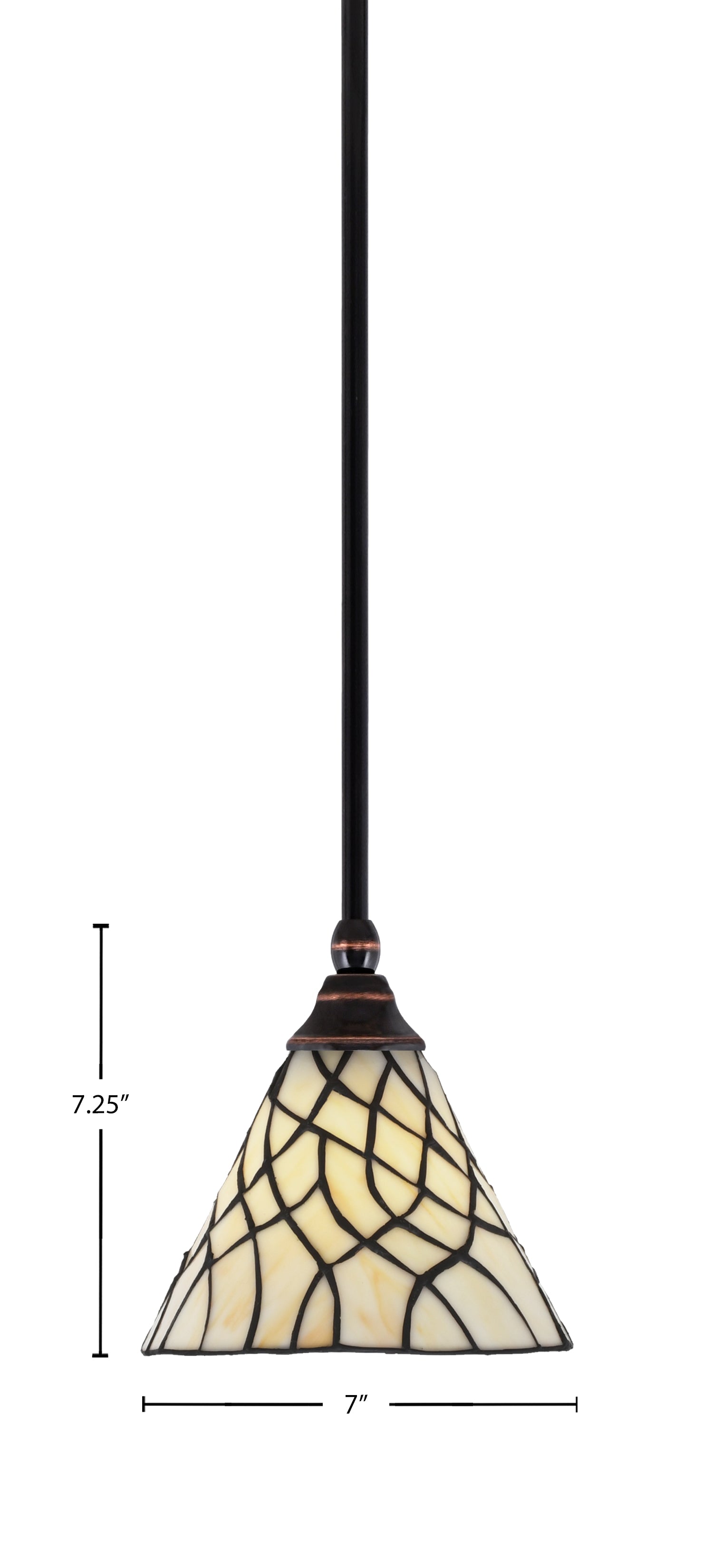 Any One Light Mini Pendant in Black Copper with 7" Sandhill Art Glass Shade
