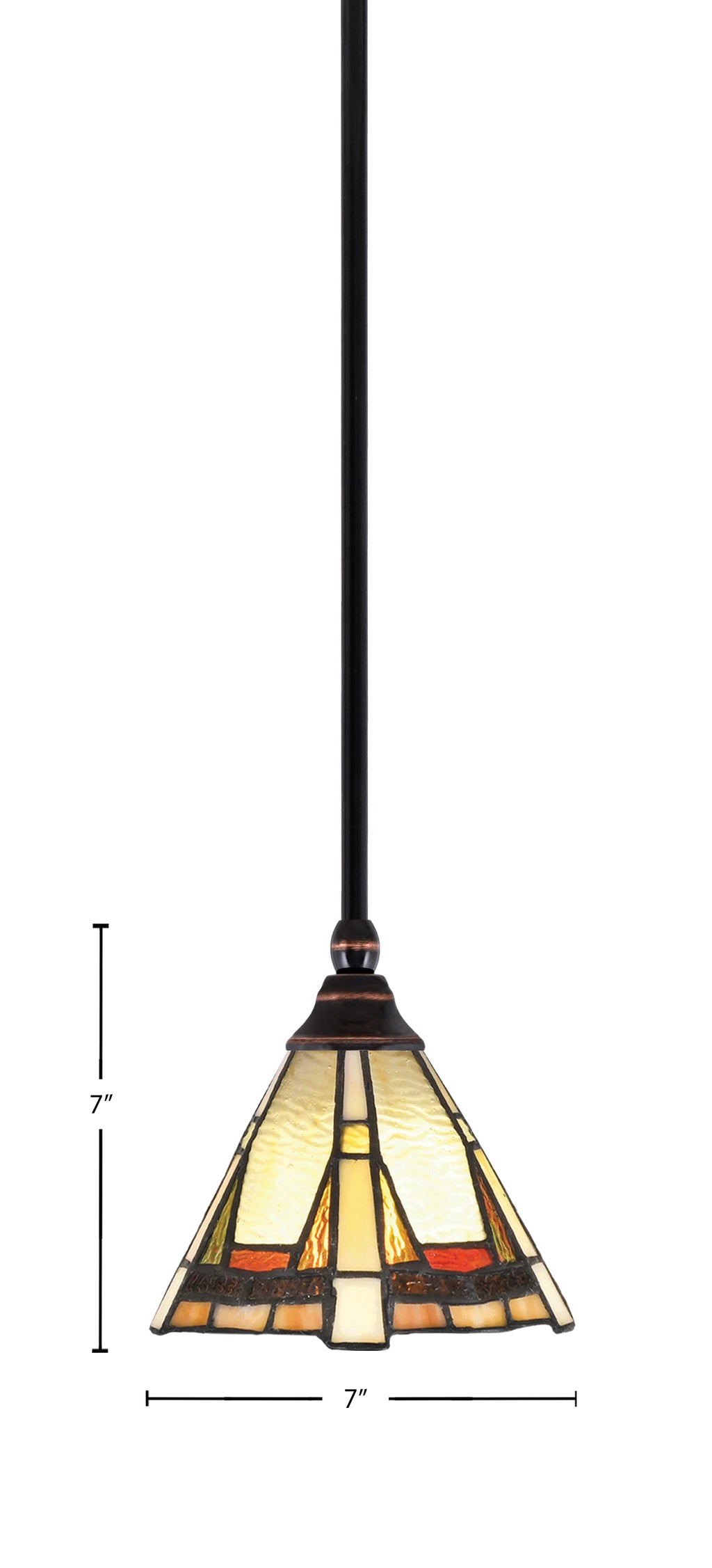 Any One Light Mini Pendant in Black Copper with 7" Zion Art Glass Shade