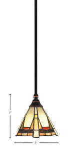 Any One Light Mini Pendant in Black Copper with 7" Zion Art Glass Shade