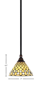 Stem One Light Mini Pendant in Black Copper with 7" Starlight Art Glass Shade