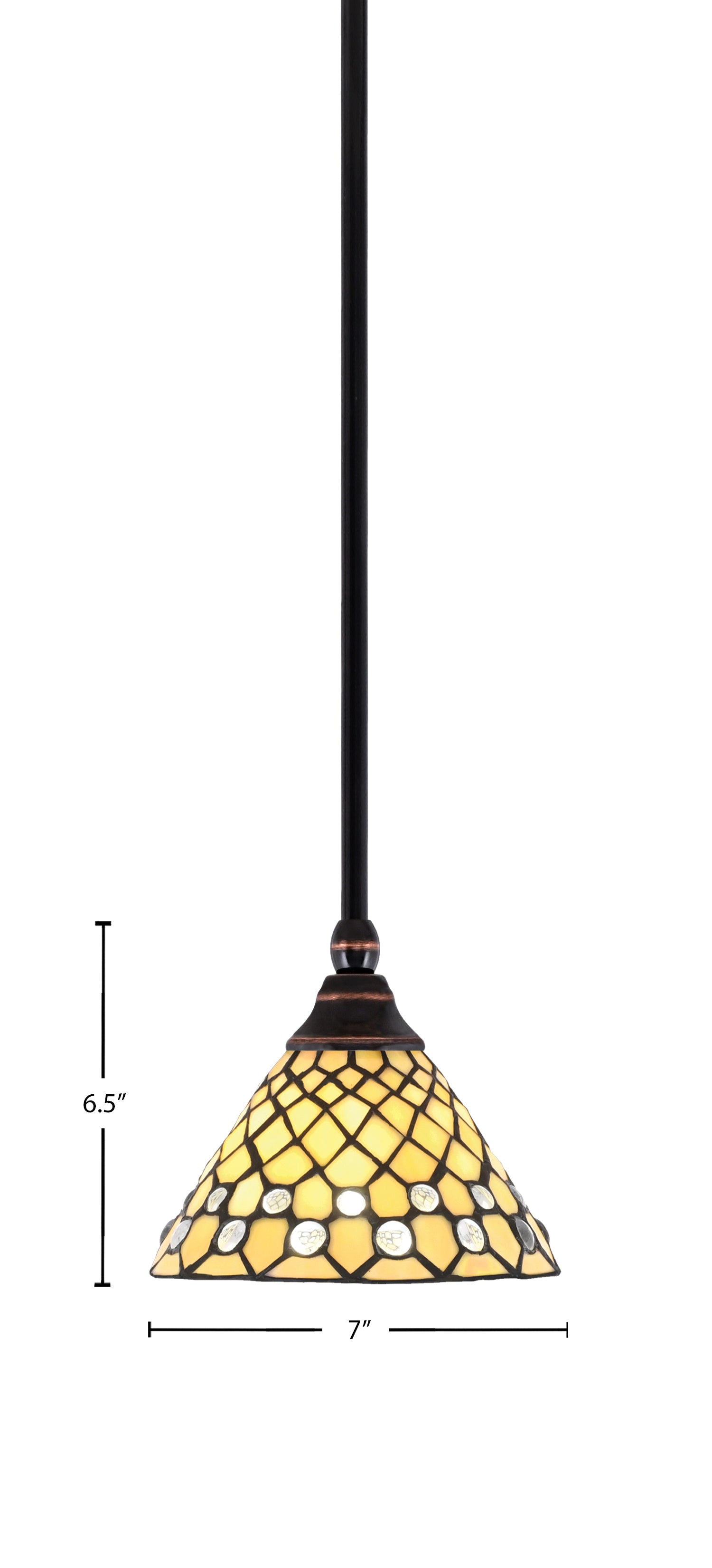 Stem One Light Mini Pendant in Black Copper with 7" Starlight Art Glass Shade