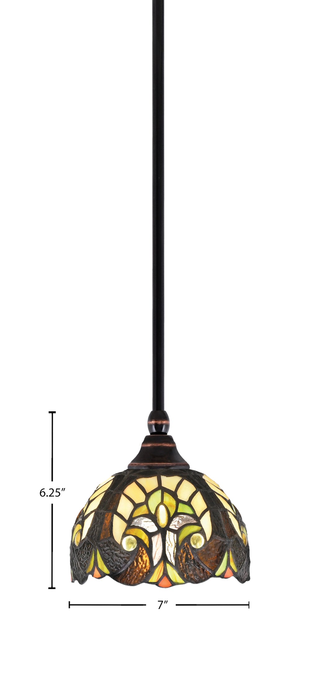 Stem One Light Mini Pendant in Black Copper with 7" Ivory Cypress Art Glass Shade