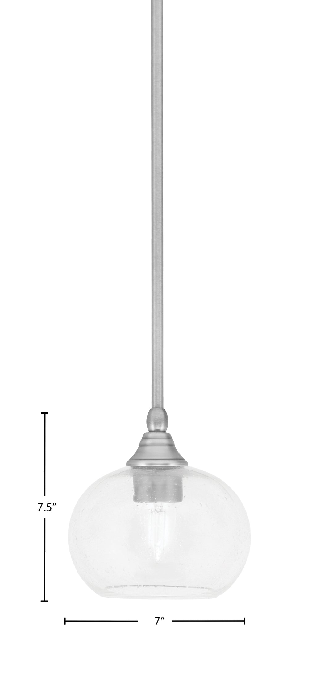 Stem One Light Mini Pendant in Brushed Nickel with 7" Clear Bubble Shade