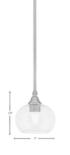 Stem One Light Mini Pendant in Brushed Nickel with 7" Clear Bubble Shade