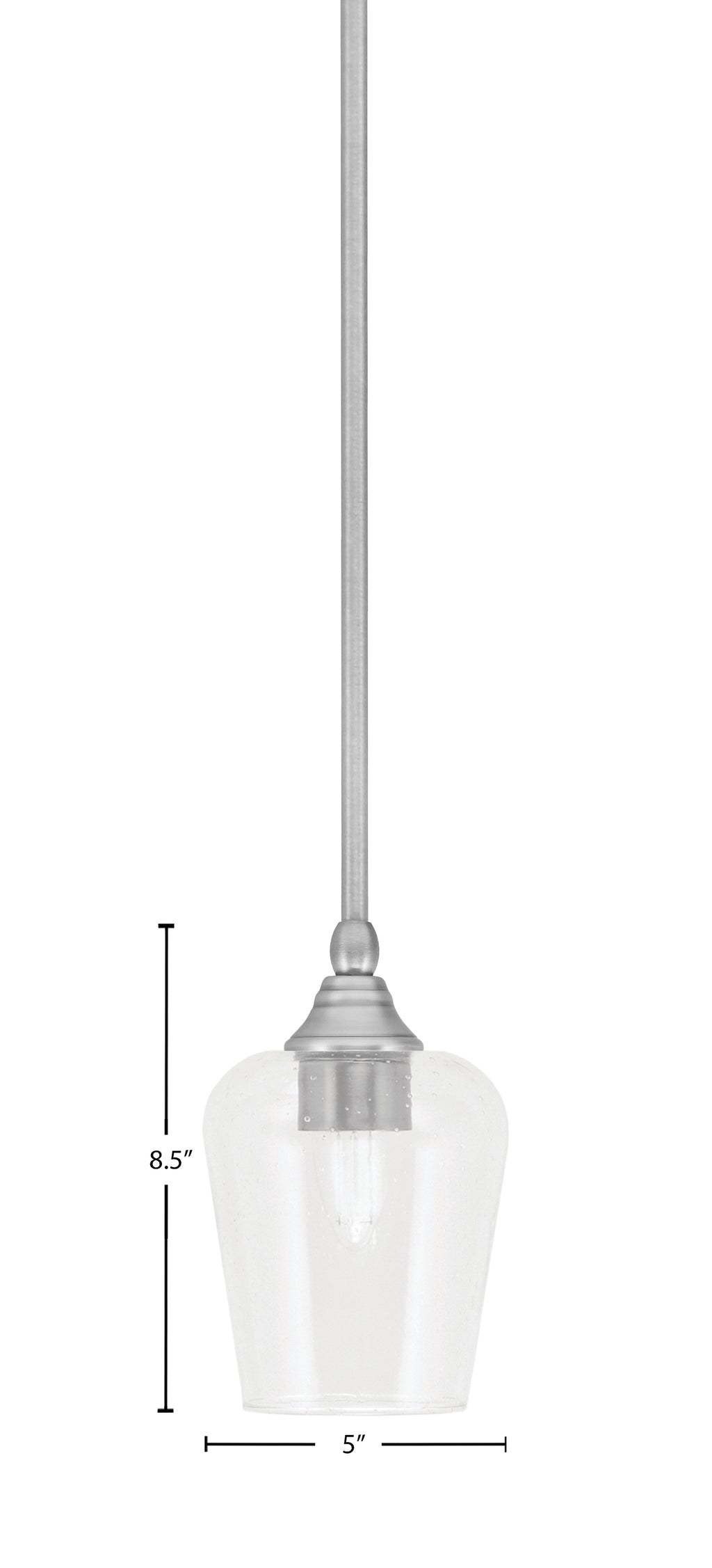 Stem One Light Mini Pendant in Brushed Nickel with 5" Clear Bubble Shade