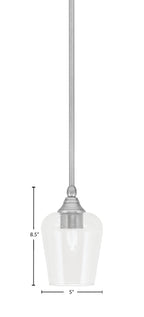 Stem One Light Mini Pendant in Brushed Nickel with 5" Clear Bubble Shade