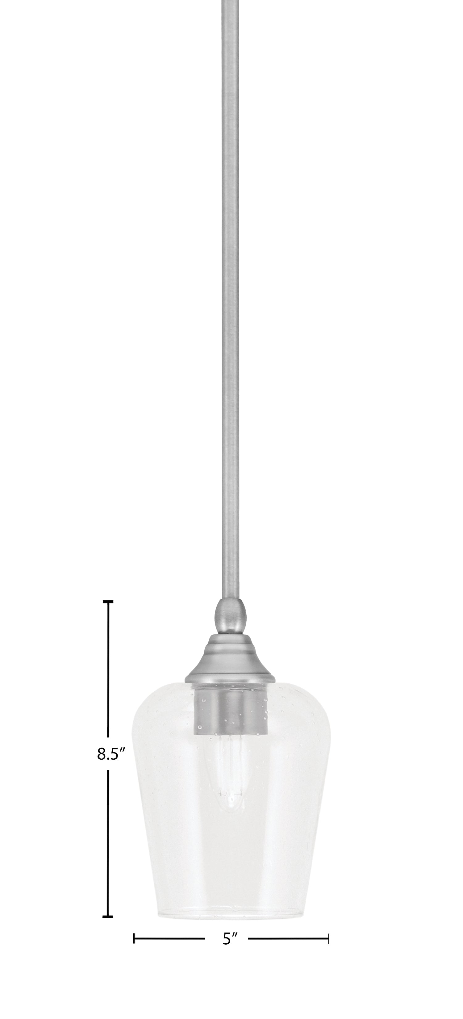Stem One Light Mini Pendant in Brushed Nickel with 5" Clear Bubble Shade