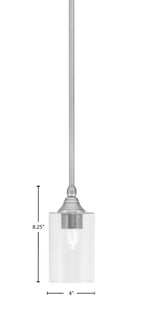 Stem One Light Mini Pendant in Brushed Nickel with 4" Clear Bubble Shade