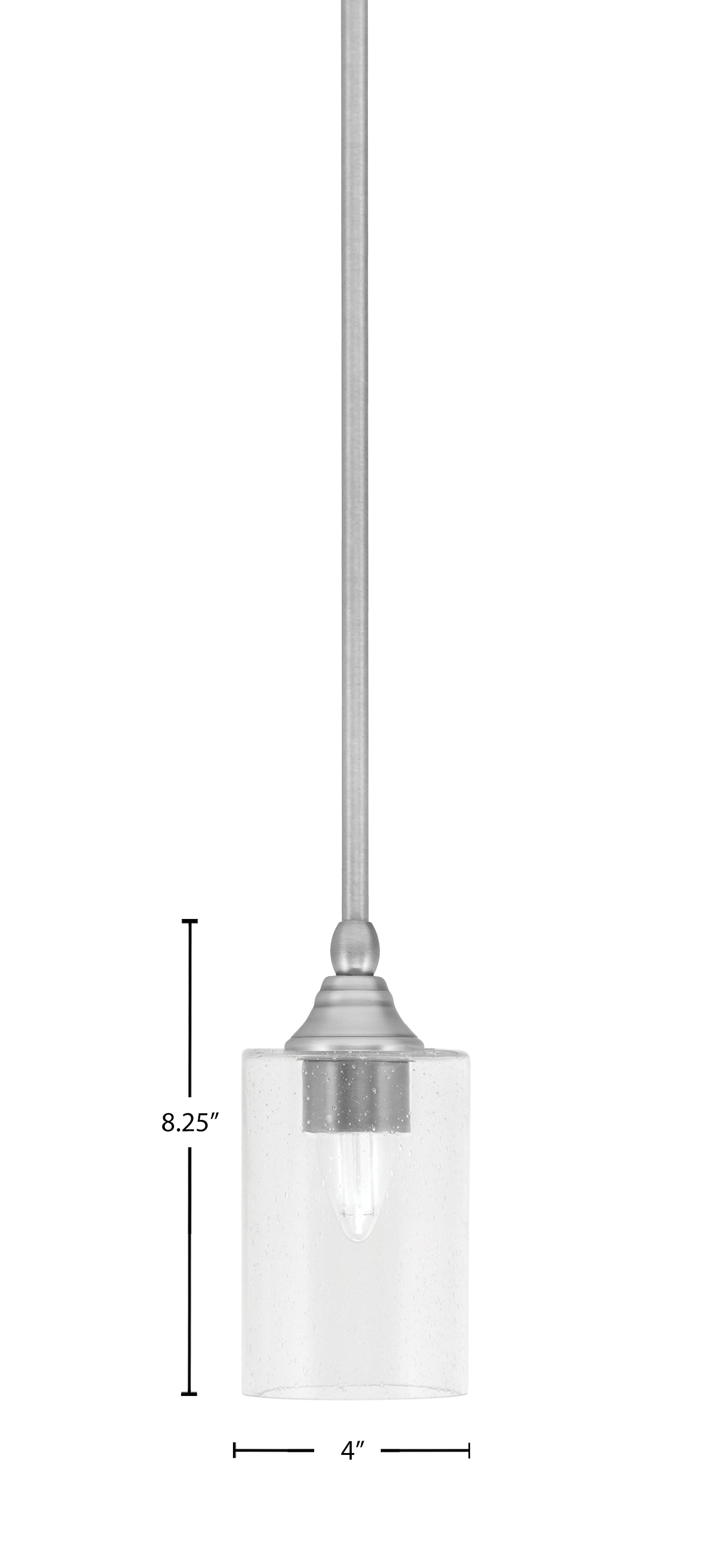 Stem One Light Mini Pendant in Brushed Nickel with 4" Clear Bubble Shade