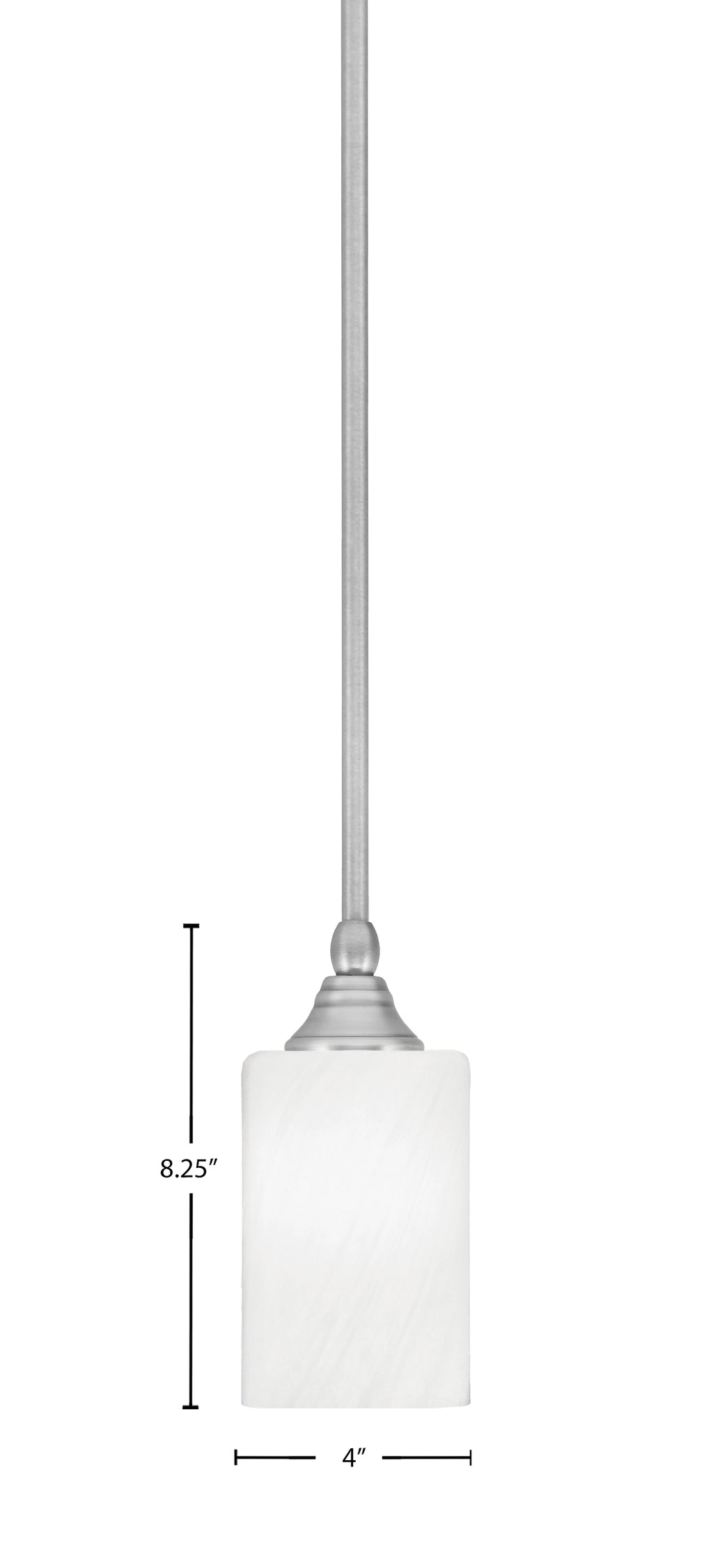 Stem One Light Mini Pendant in Brushed Nickel with 4" White Marble Shade
