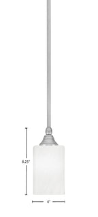 Stem One Light Mini Pendant in Brushed Nickel with 4" White Marble Shade