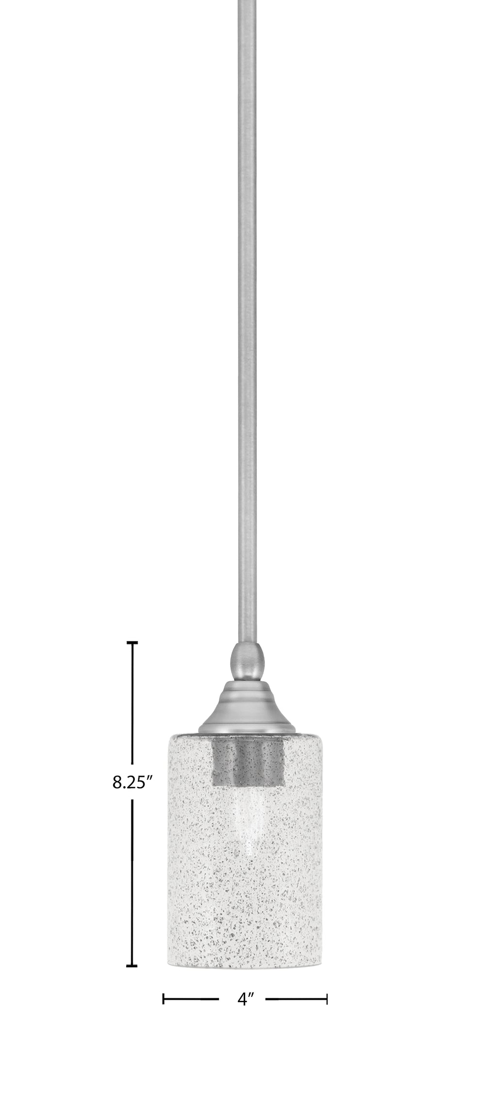 Stem One Light Mini Pendant in Brushed Nickel with 4" Smoke Bubble Shade