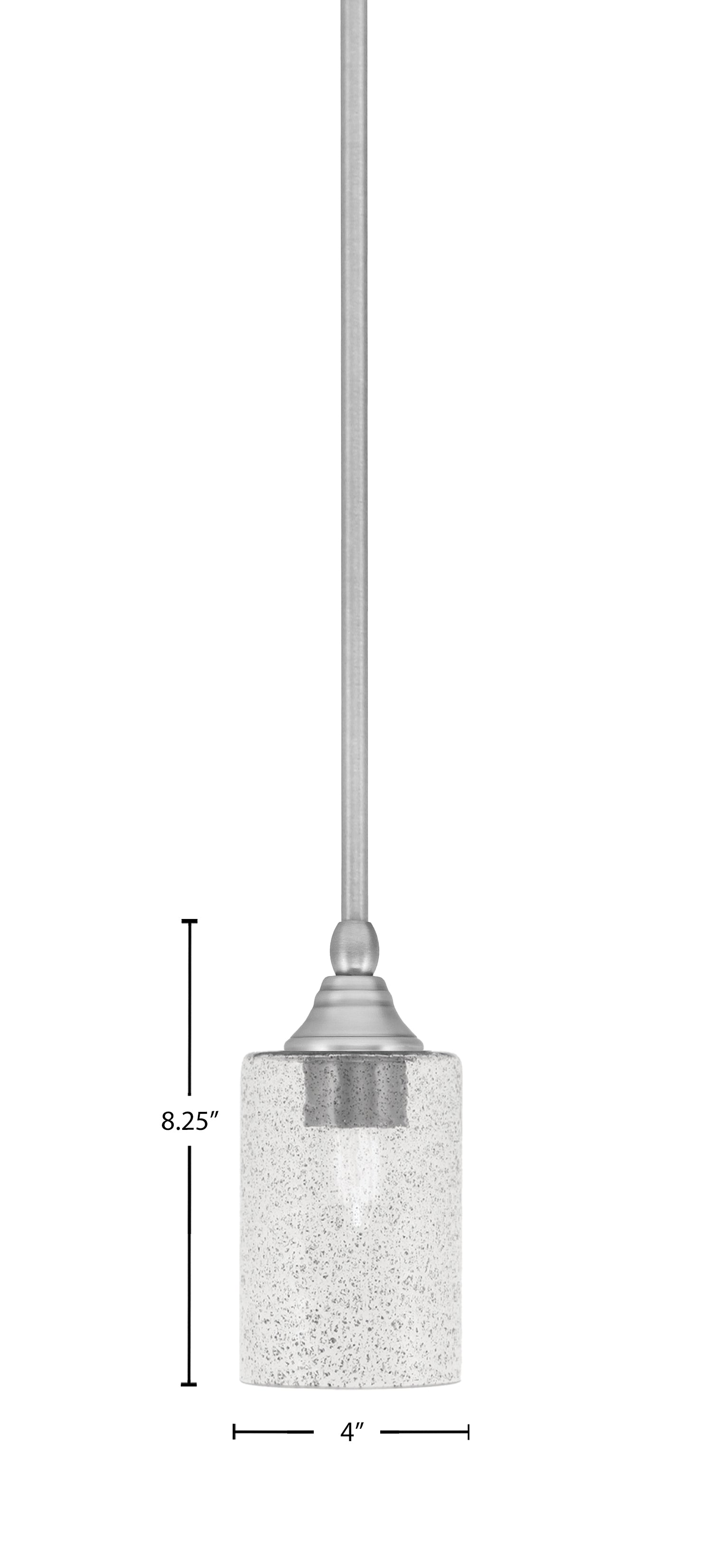 Stem One Light Mini Pendant in Brushed Nickel with 4" Smoke Bubble Shade