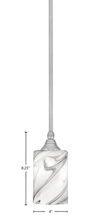 Stem One Light Mini Pendant in Brushed Nickel with 4" Onyx Swirl Shade