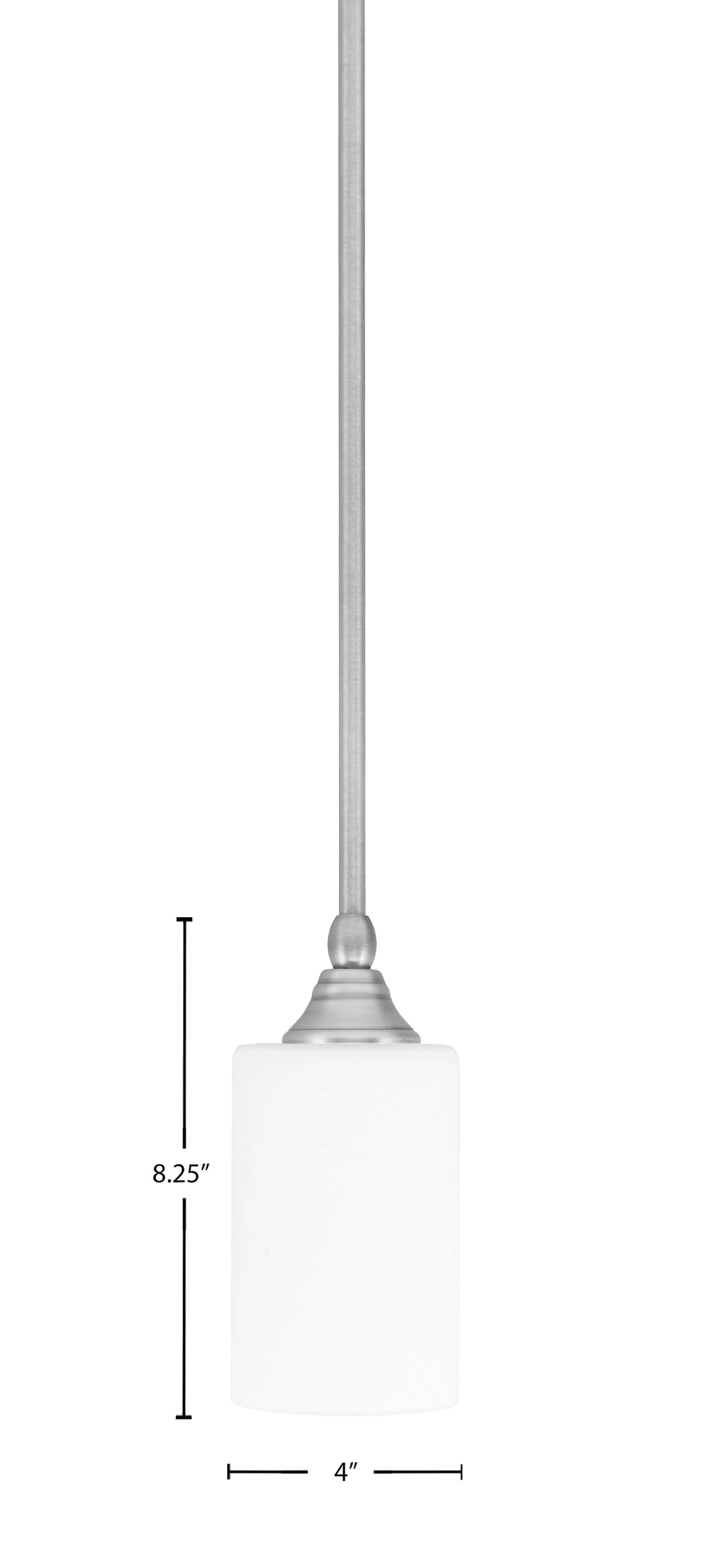Stem One Light Mini Pendant in Brushed Nickel with 4" White Muslin Shade