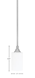 Stem One Light Mini Pendant in Brushed Nickel with 4" White Muslin Shade