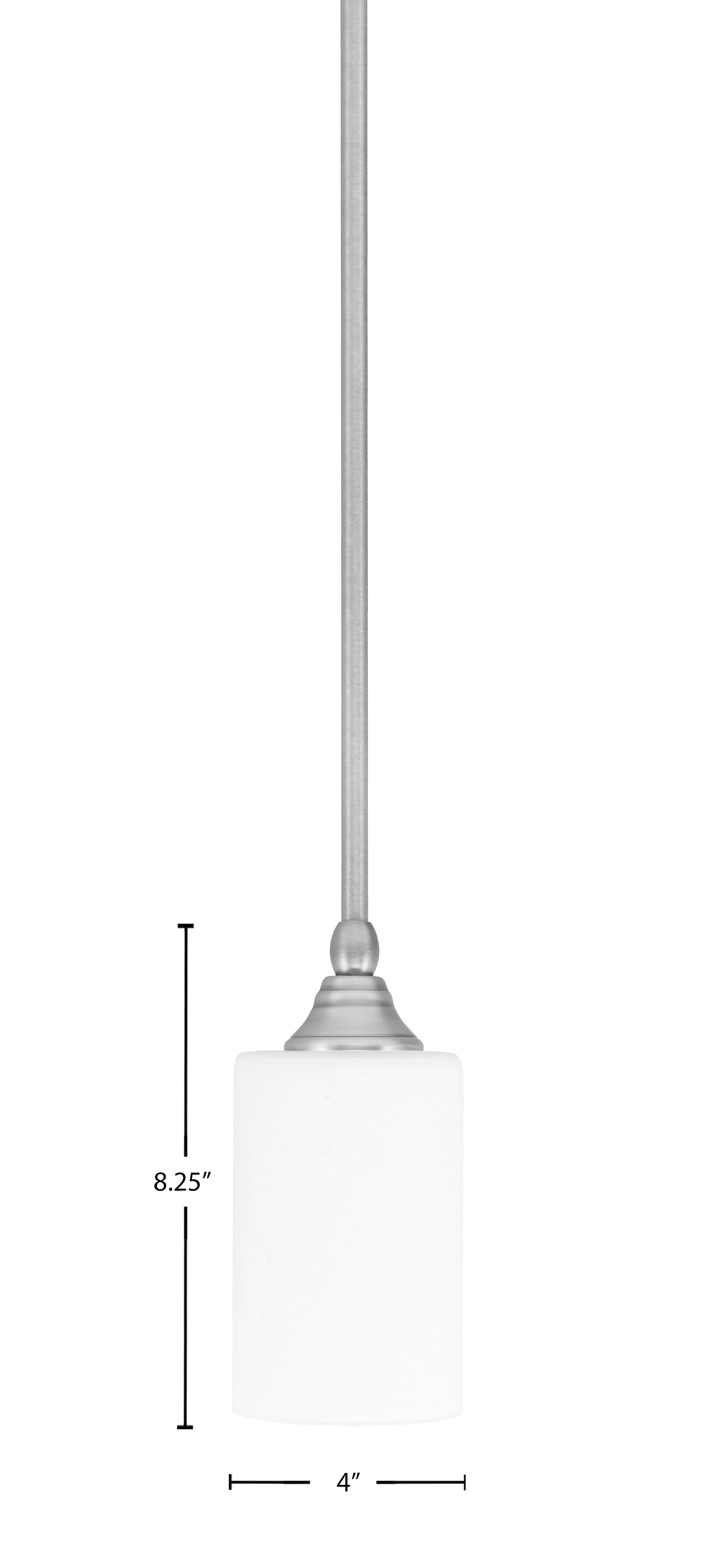 Stem One Light Mini Pendant in Brushed Nickel with 4" White Muslin Shade