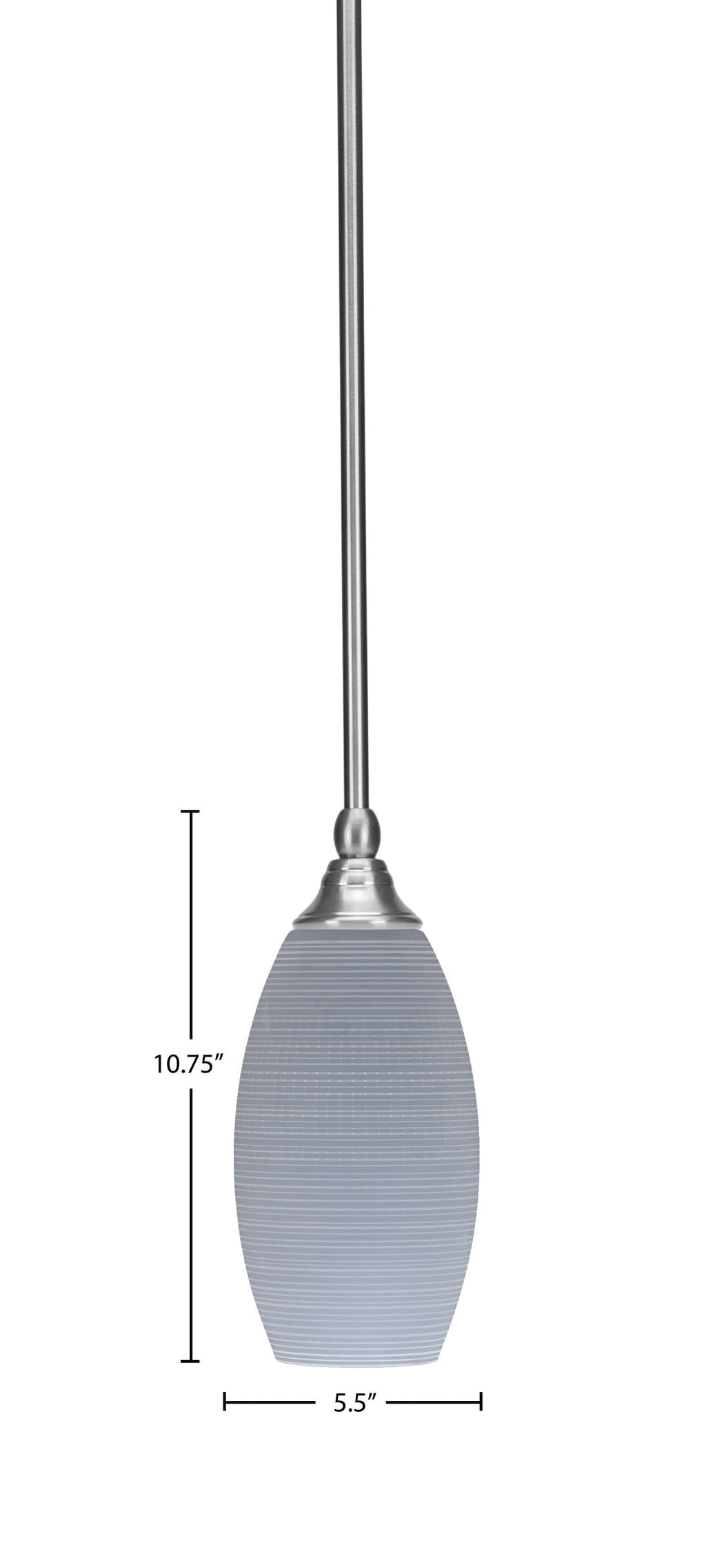 Stem One Light Mini Pendant in Brushed Nickel with 5.5" Gray Matrix Glass Shade
