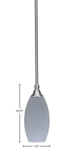 Stem One Light Mini Pendant in Brushed Nickel with 5.5" Gray Matrix Glass Shade