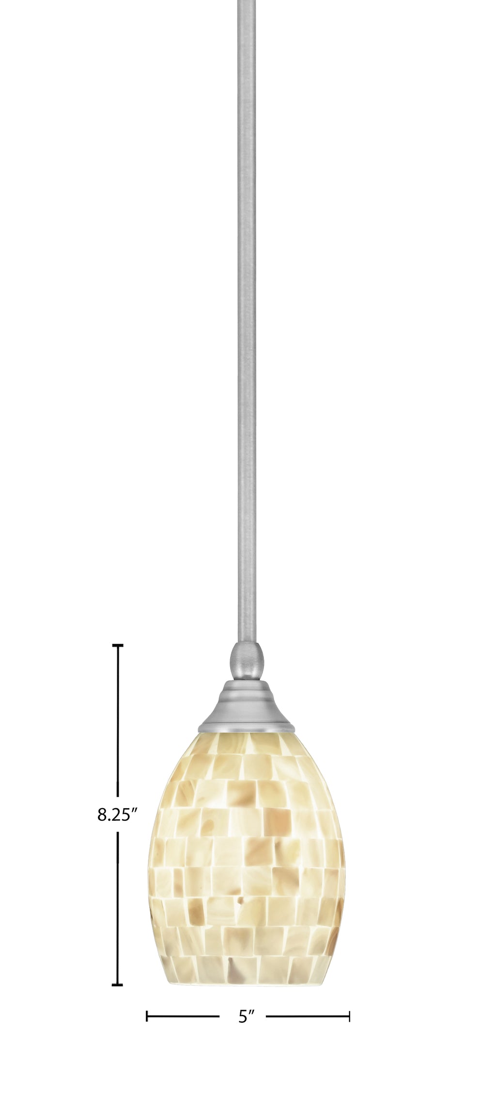 Any One Light Mini Pendant in Brushed Nickel with 5" Ivory Glaze Seashell Shade