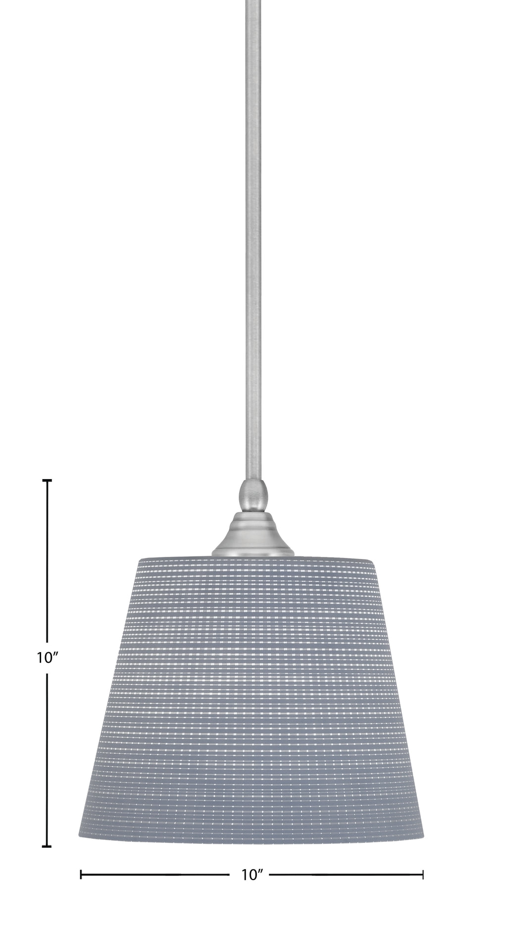 Any One Light Mini Pendant in Brushed Nickel with 10" Gray Matrix Shade