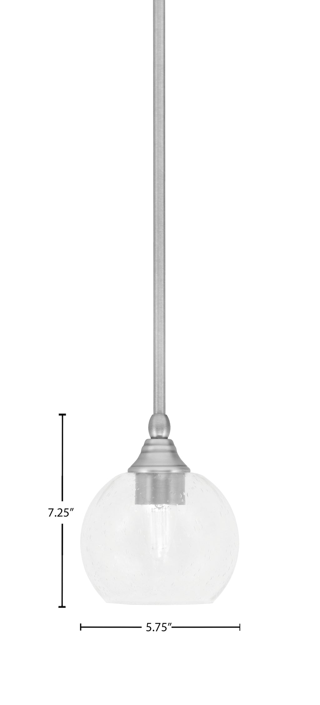 Stem One Light Mini Pendant in Brushed Nickel with 5.75" Clear Bubble Shade
