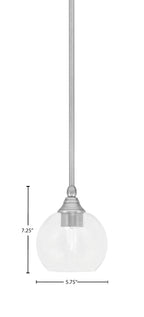 Stem One Light Mini Pendant in Brushed Nickel with 5.75" Clear Bubble Shade