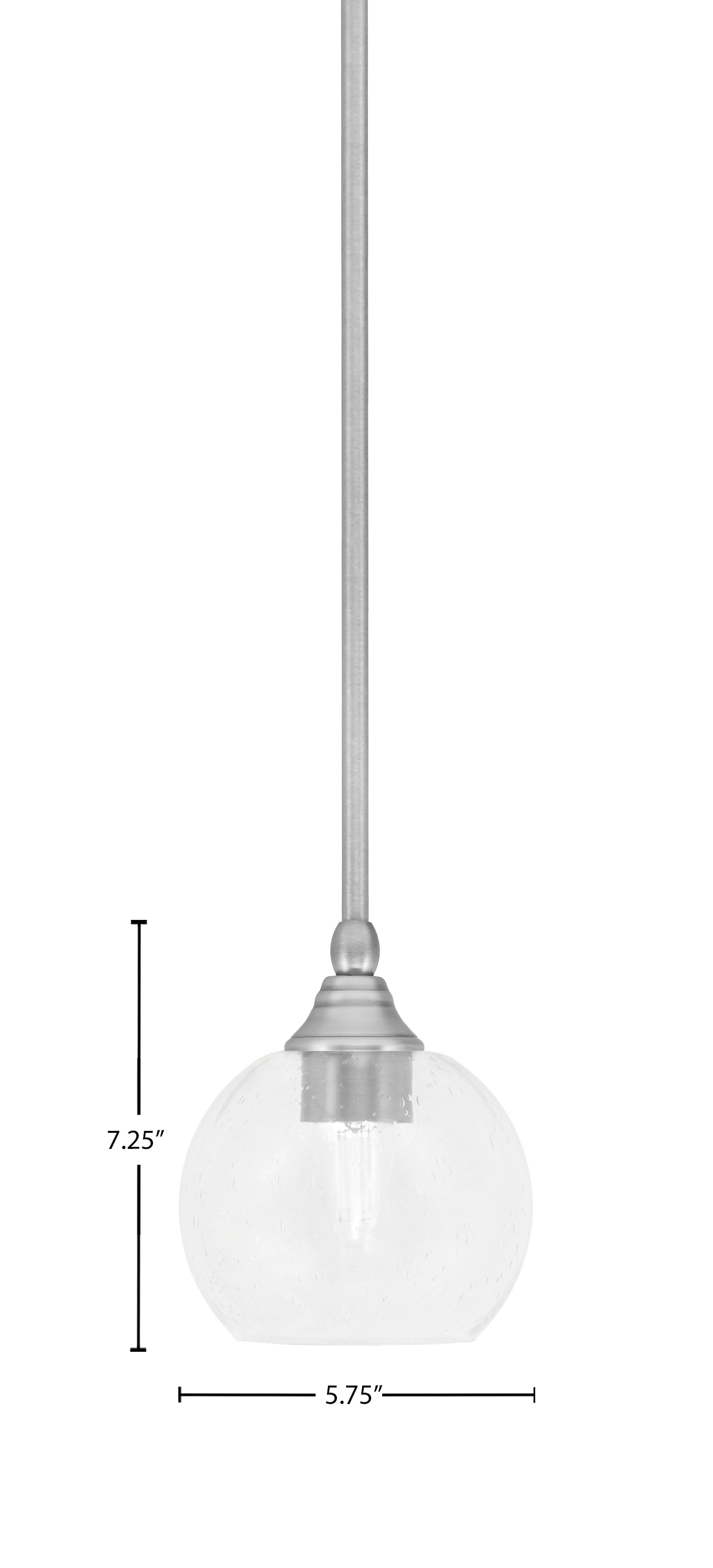 Stem One Light Mini Pendant in Brushed Nickel with 5.75" Clear Bubble Shade