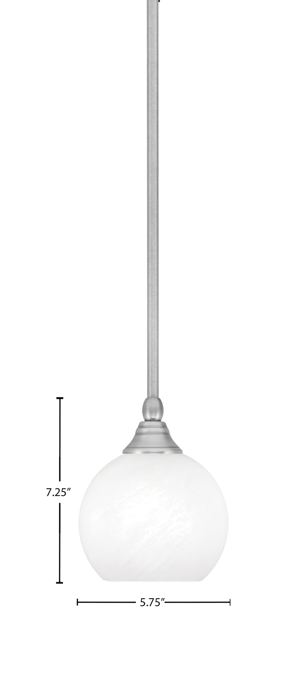 Stem One Light Mini Pendant in Brushed Nickel with 5.75" White Marble Shade