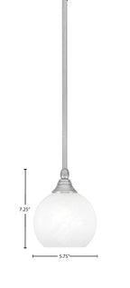 Stem One Light Mini Pendant in Brushed Nickel with 5.75" White Marble Shade