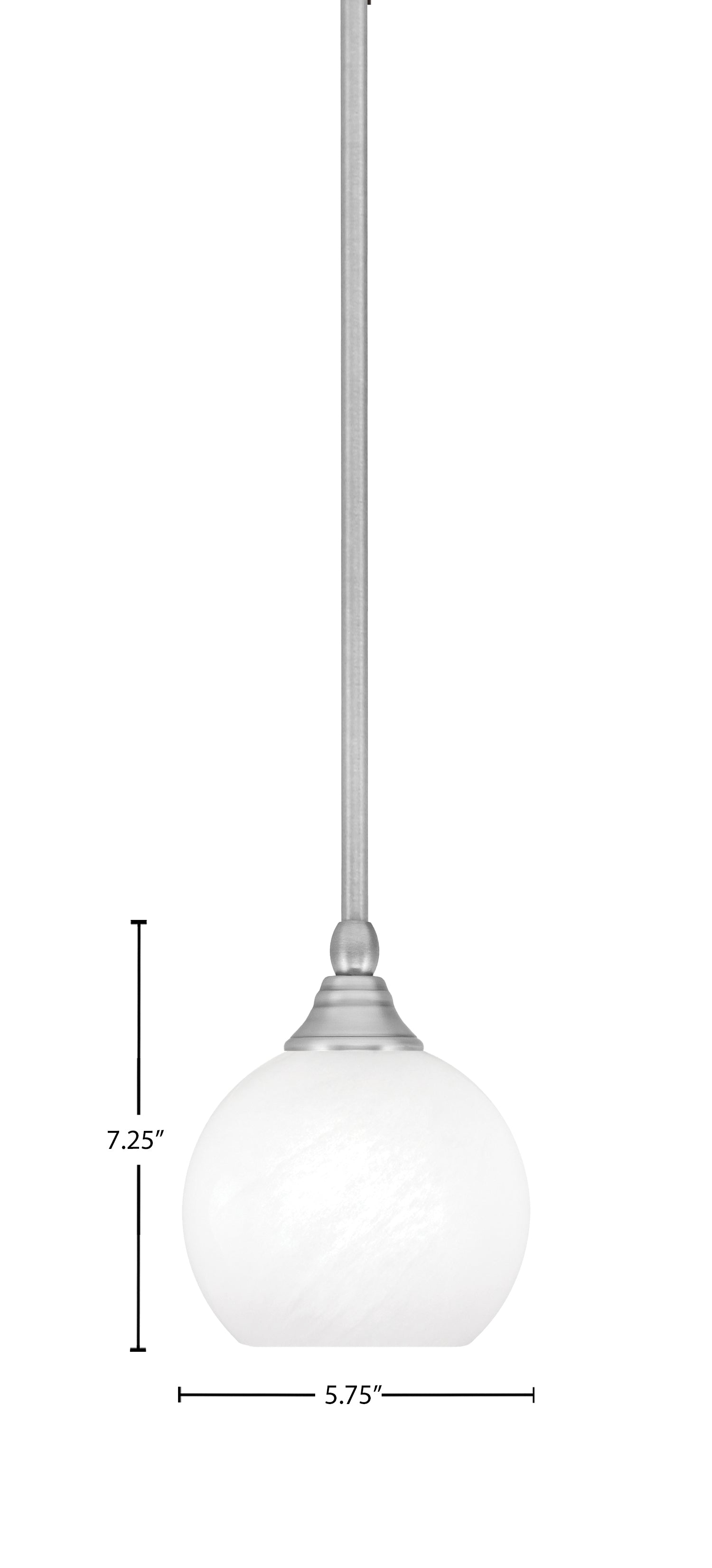 Stem One Light Mini Pendant in Brushed Nickel with 5.75" White Marble Shade