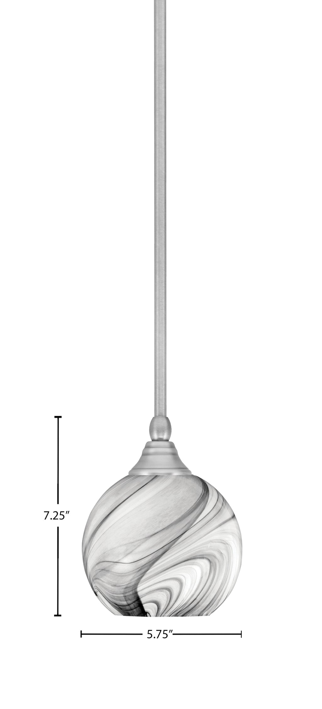 Stem One Light Mini Pendant in Brushed Nickel with 5.75" Onyx Swirl Shade