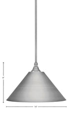 Any One Light Mini Pendant in Brushed Nickel with 14" Brushed Nickel Cone Metal Shade Shade