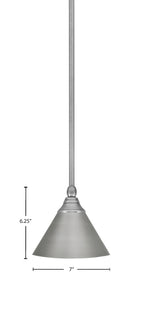 Any One Light Mini Pendant in Brushed Nickel with 7'' Brushed Nickel Cone Metal Shade Shade