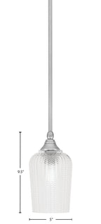 Stem One Light Mini Pendant in Brushed Nickel with 5" Clear Textured Shade