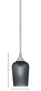 Stem One Light Mini Pendant in Brushed Nickel with 5" Smoke Textured Shade