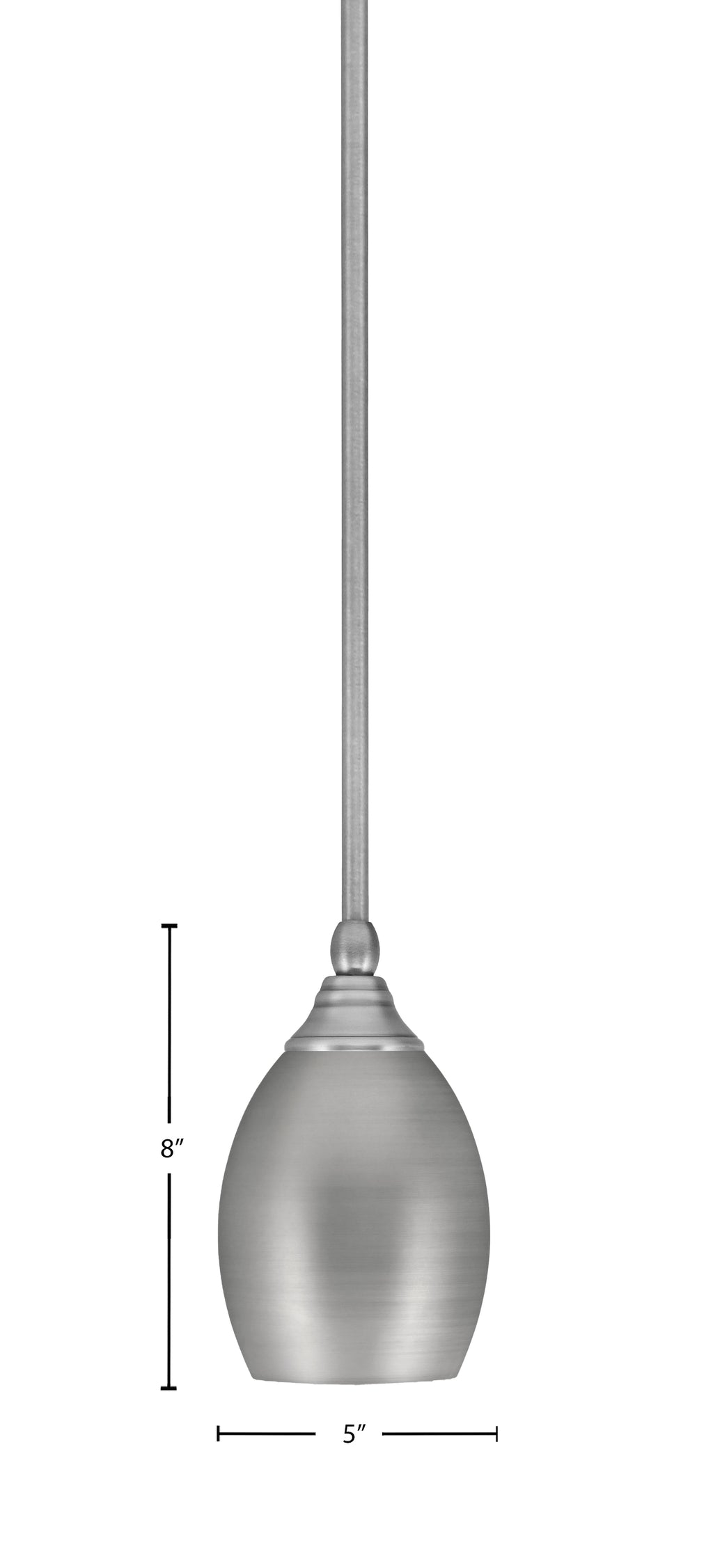 Any One Light Mini Pendant in Brushed Nickel with 5" Brushed Nickel Oval Metal Shade Shade