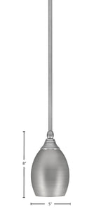 Any One Light Mini Pendant in Brushed Nickel with 5" Brushed Nickel Oval Metal Shade Shade