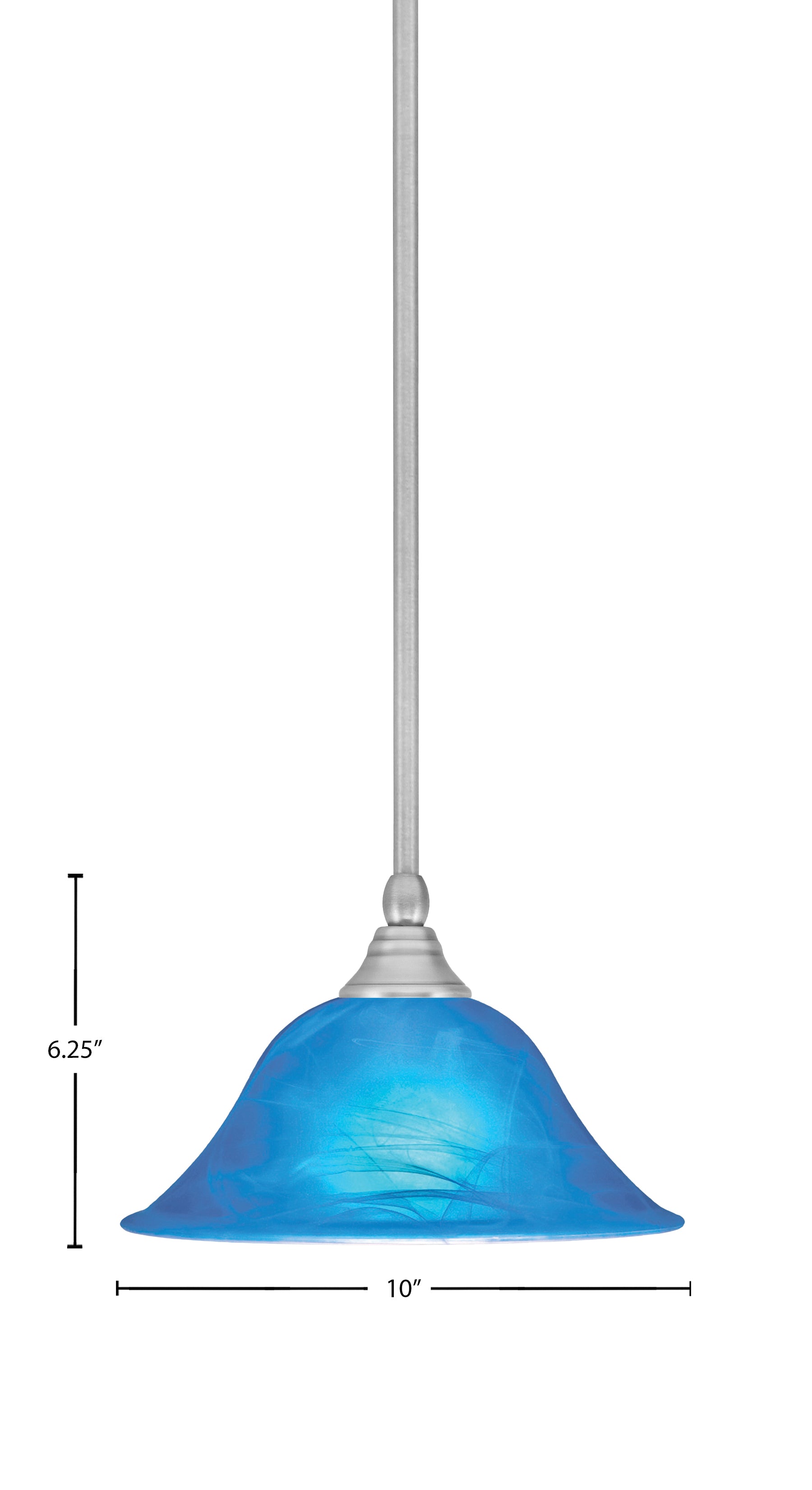 Any One Light Mini Pendant in Brushed Nickel with 10" Blue Italian Shade