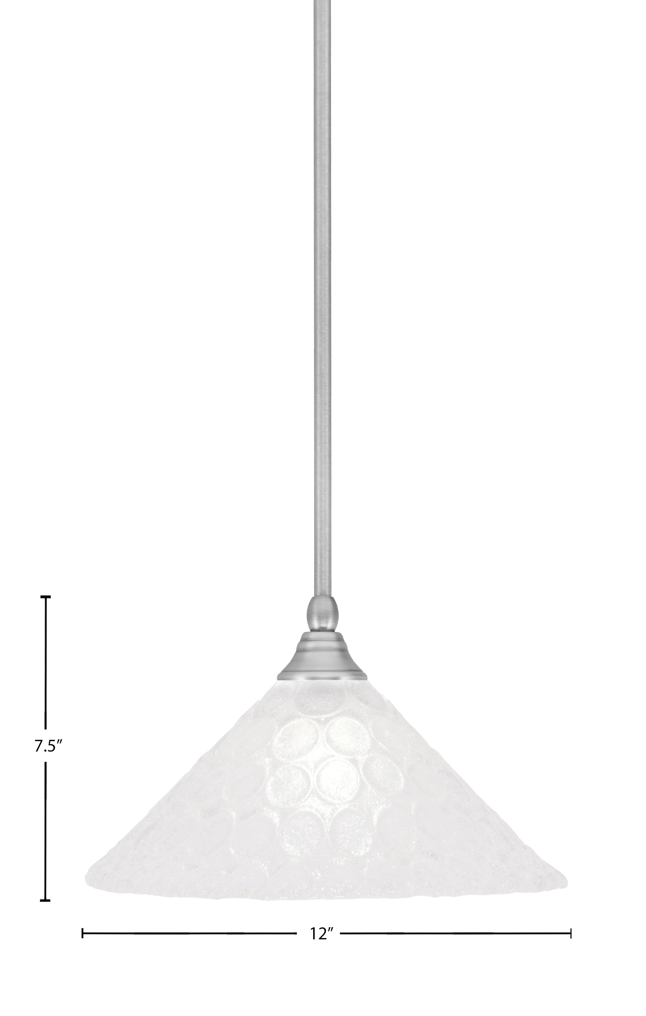 Any One Light Mini Pendant in Brushed Nickel with 12" Italian Bubble Shade