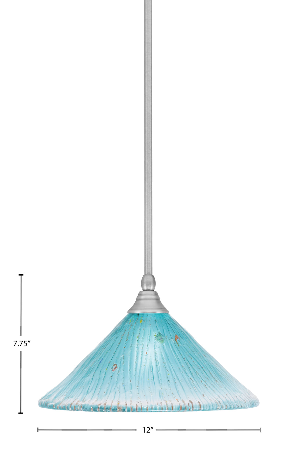 Any One Light Mini Pendant in Brushed Nickel with 12" Teal Crystal Shade